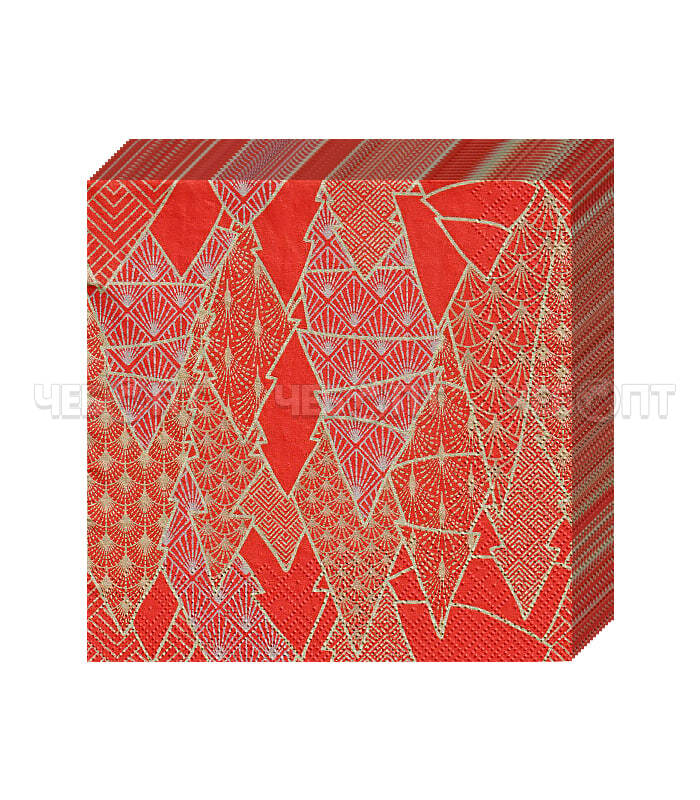 Салфетка бумажная DESNA HOME COLLECTION CLASSIC 20 листов ЗОЛОТЫЕ ЕЛИ НА КРАСНОМ [12]. ЧЕБОПТ.