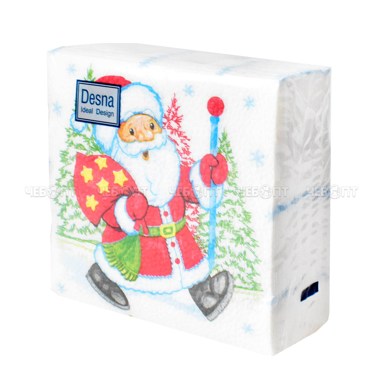 Салфетка бумажная DESNA DESIGN 24*24 см, 1-сл, упак. 40 листов ДЕД МОРОЗ Арт. 57537 [32]. ЧЕБОПТ.