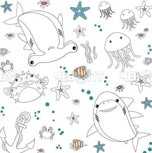 Пленка самоклеящаяся ПВХ 450 мм * 8 м РАСКРАСКА РЫБКИ декоративно - отделочная AXELFIX арт. Н1753 [20]. ЧЕБОПТ.