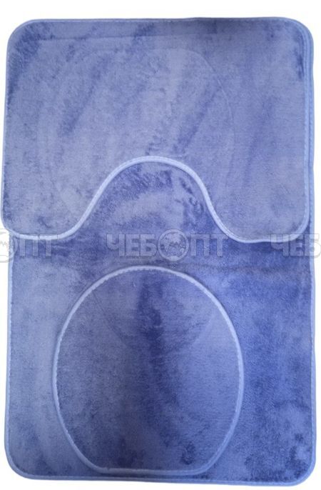 Набор из 2-х ковриков+чехол на унитаз для ванны (600*900 мм) и для туалета (600*450 мм) SHUNC, цвет голубой [5]. ЧЕБОПТ.