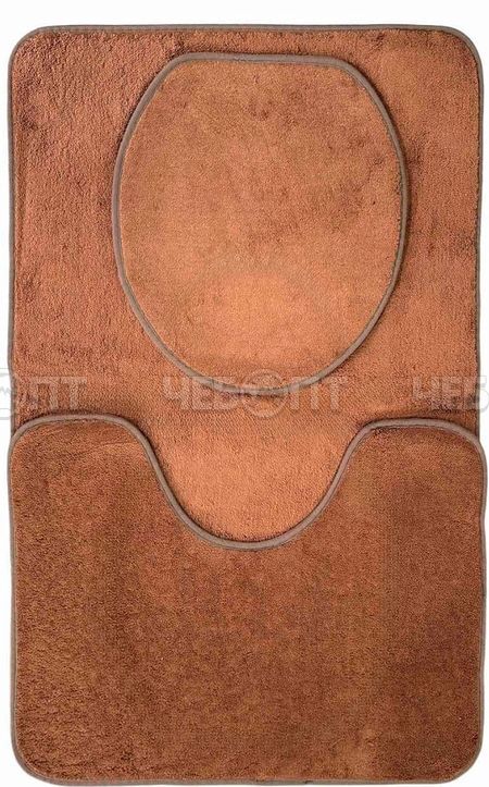 Набор из 2-х ковриков+чехол на унитаз для ванны (600*900 мм) и для туалета (600*450 мм) SHUNC, цвет коричневый [5]. ЧЕБОПТ.