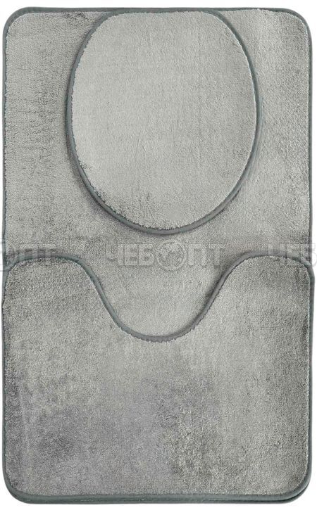 Набор из 2-х ковриков+чехол на унитаз для ванны (600*900 мм) и для туалета (600*450 мм) SHUNC, цвет серый [5]. ЧЕБОПТ.