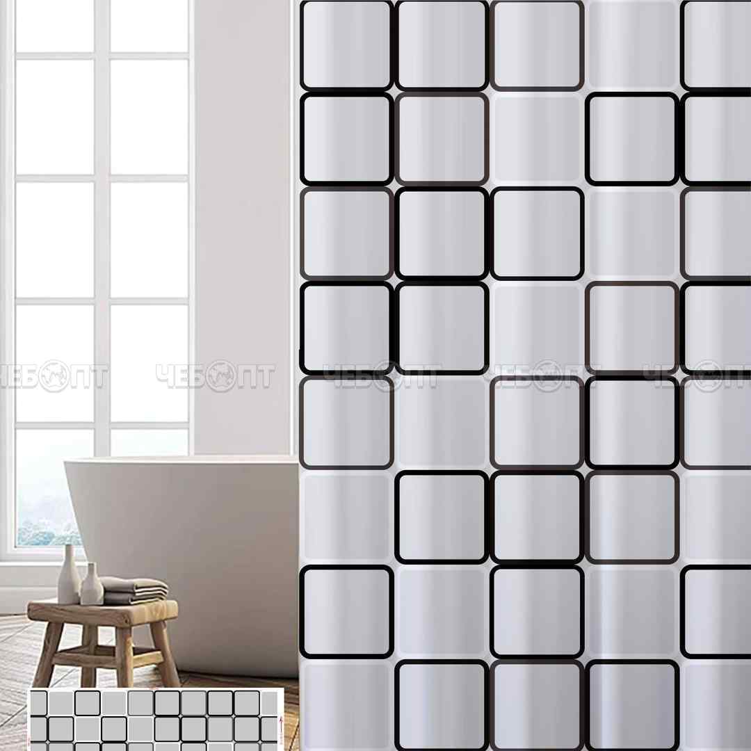 Шторы для ванной комнаты 180*170 cм DELL CLASSIC полиэстр, 12 колец  арт. ZHY061-1 [50]. ЧЕБОПТ.