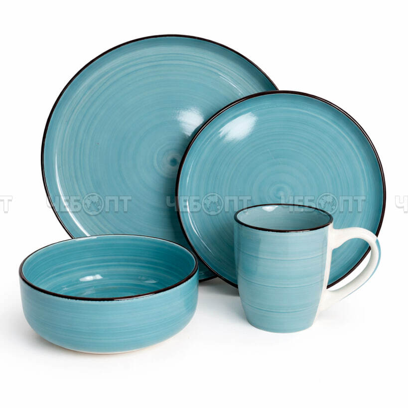 Сервиз столовый 16 предметов (4кружки, 4 глубоких тарелок, 4 тарелки десертные, 4 миски) керамика арт. 300762 $ [2] GOODSEE. ЧЕБОПТ.