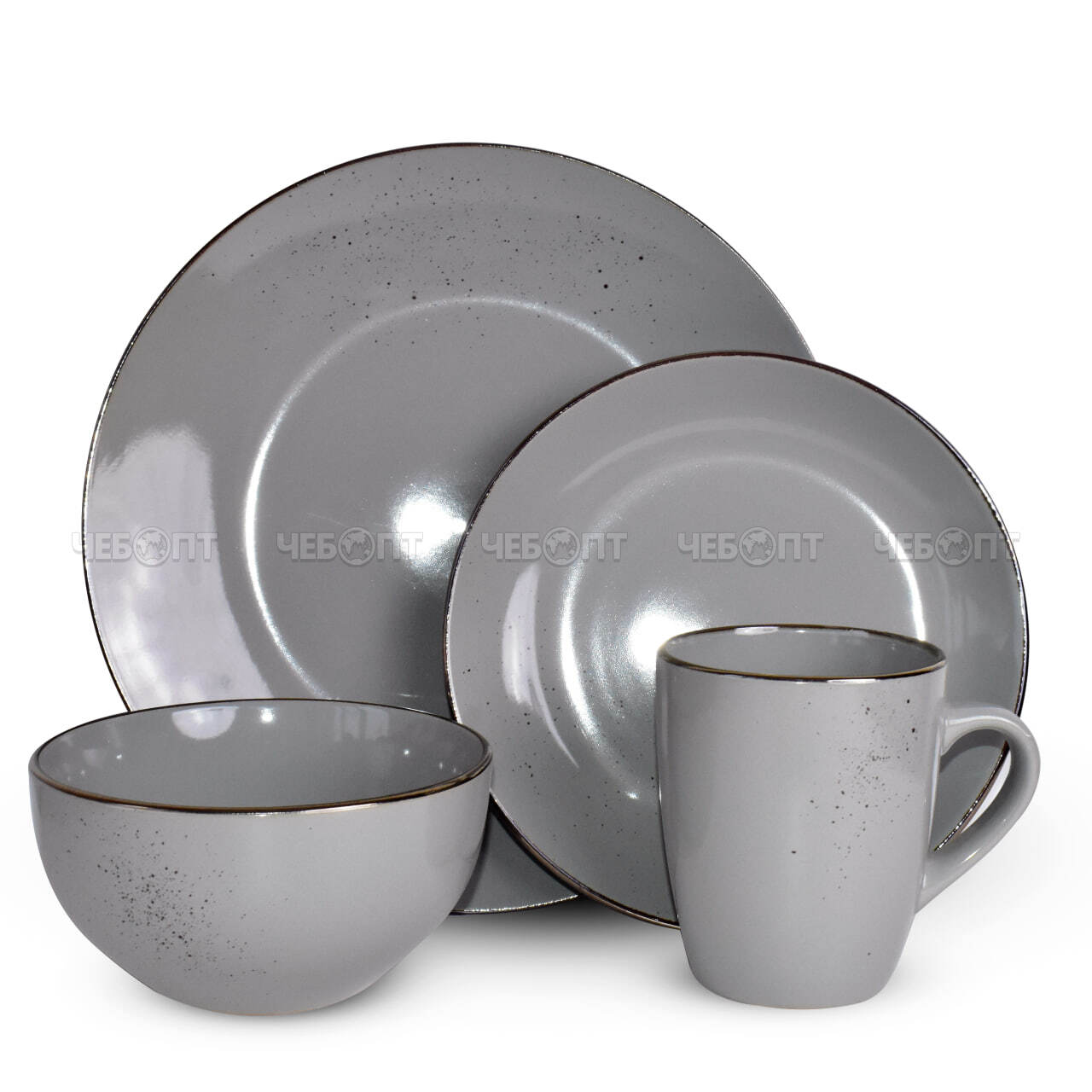 Сервиз столовый 16 предметов (4кружки, 4 глубоких тарелок, 4 тарелки десертные, 4 миски) керамика арт. 300763 $ [2] GOODSEE. ЧЕБОПТ.