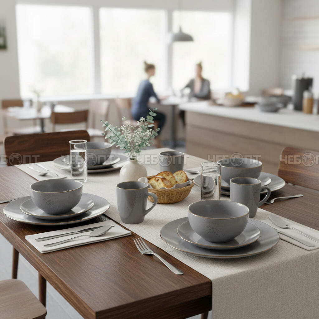 Сервиз столовый 16 предметов (4кружки, 4 глубоких тарелок, 4 тарелки десертные, 4 миски) керамика арт. 300763 $ [2] GOODSEE. ЧЕБОПТ.