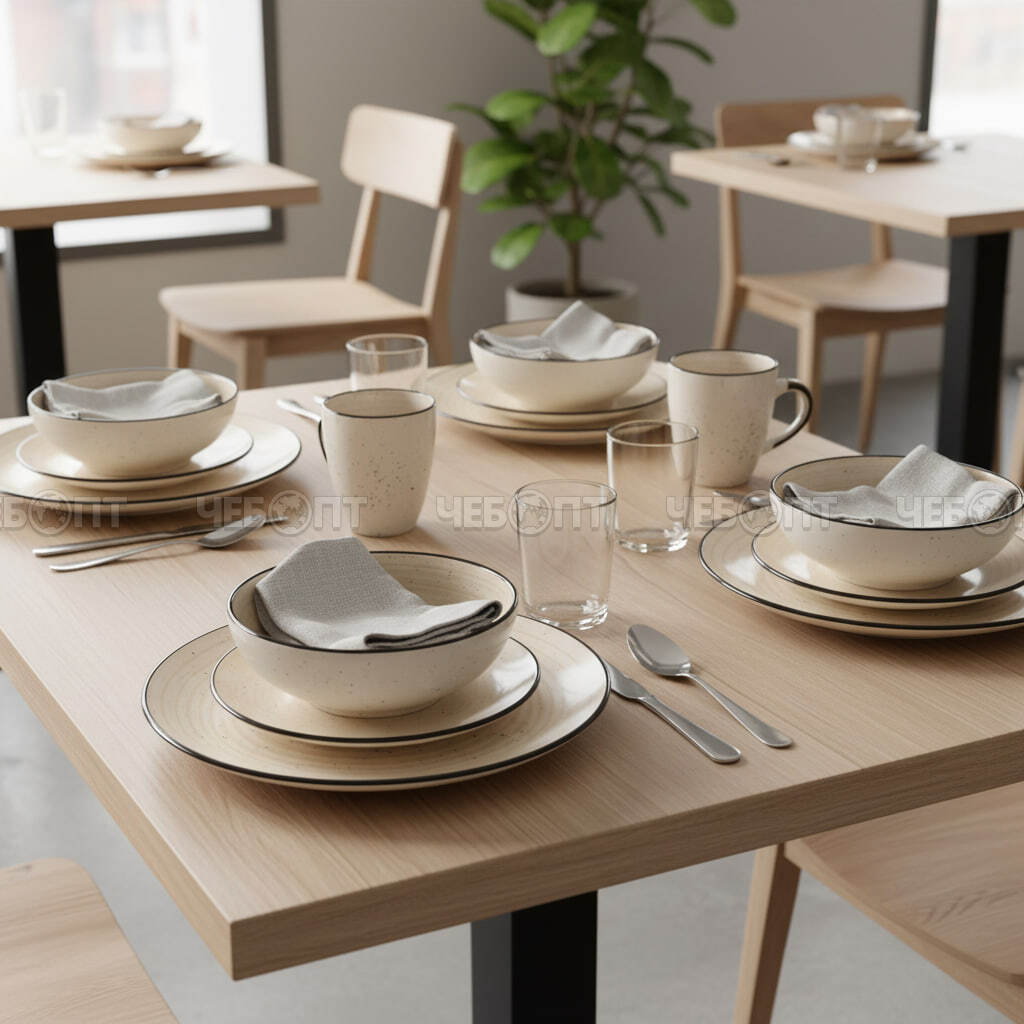 Сервиз столовый 16 предметов (4кружки, 4 глубоких тарелок, 4 тарелки десертные, 4 миски) керамика арт. 300764 $ [2] GOODSEE. ЧЕБОПТ.