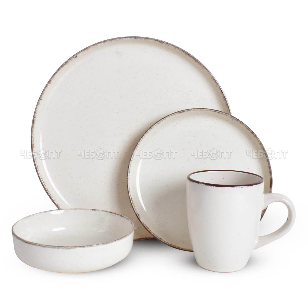 Сервиз столовый 16 предметов (4кружки, 4 глубоких тарелок, 4 тарелки десертные, 4 миски) керамика арт. 300766 $ [2] GOODSEE. ЧЕБОПТ.
