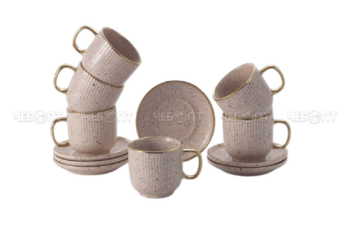 Сервиз чайный на 6 персон 12 предметов JEWEL МУСС (6 чашек 220 мл, 6 блюдец 12,8 см)  фарфор арт. ПС0001-14 [6] ИНТЕРХОЛДИНГ-СПМ . ЧЕБОПТ.