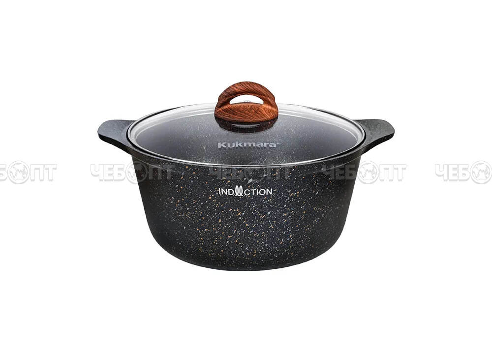 Кастрюля алюминиевая антипригарная 4 л Granit Ultra Induction (Original) со стеклянной крышкой, индукция арт. кгои43а [3] КУКМОР. ЧЕБОПТ.