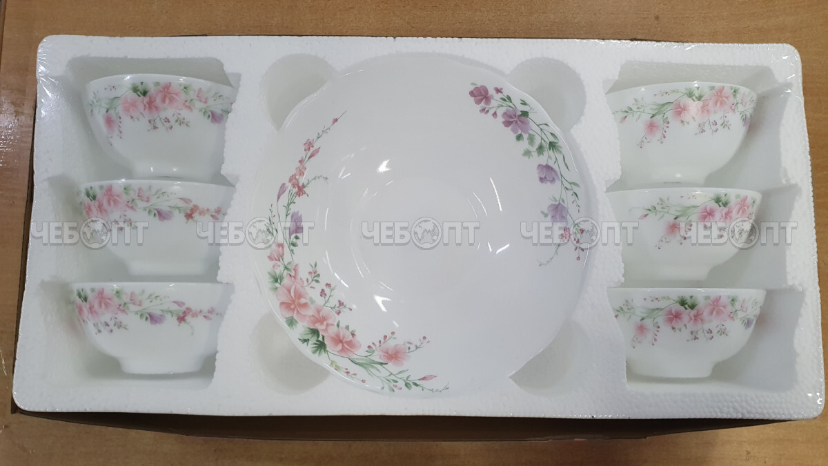 Набор салатников 7 предметов ДОЛЬЧЕ (1 шт большая, 6 шт маленьких) стеклокерамика арт. 7482 W7AT-F [1/12]. ЧЕБОПТ.