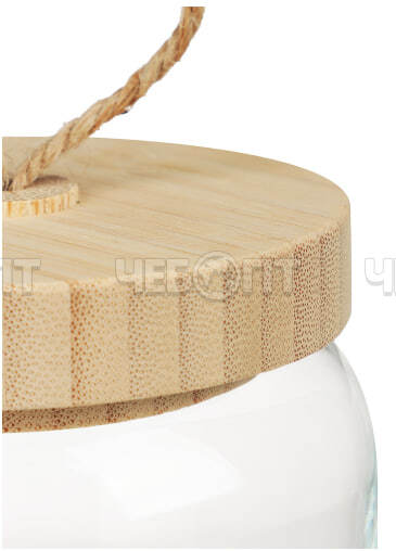 Банка для сыпучих продуктов 1130 мл ВУДИ КРУГЛАЯ стеклянная, с бамбуковой крышкой арт. 43593В [6]. ЧЕБОПТ.