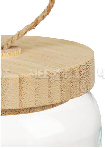 Банка для сыпучих продуктов 575 мл ВУДИ КРУГЛАЯ стеклянная, с бамбуковой крышкой арт. 43573SLB [6]. ЧЕБОПТ.