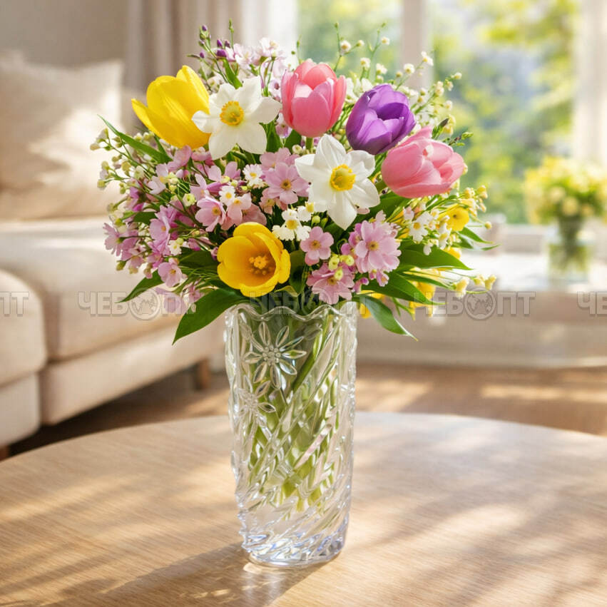 Ваза для цветов h-19,5 см d-8 см стекло арт. LXHP17-20-3 [24] АС-ДЕКОР. ЧЕБОПТ.