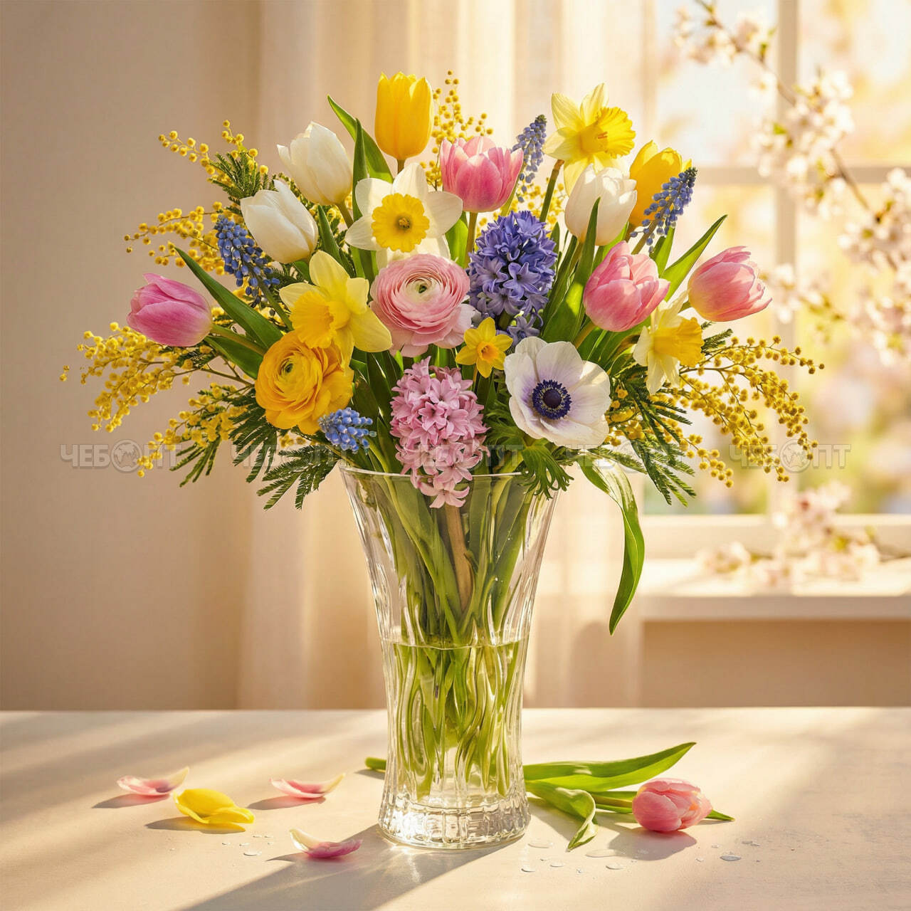 Ваза для цветов h-30 см d-16 см стекло арт. HP008 [8] АС-ДЕКОР. ЧЕБОПТ.