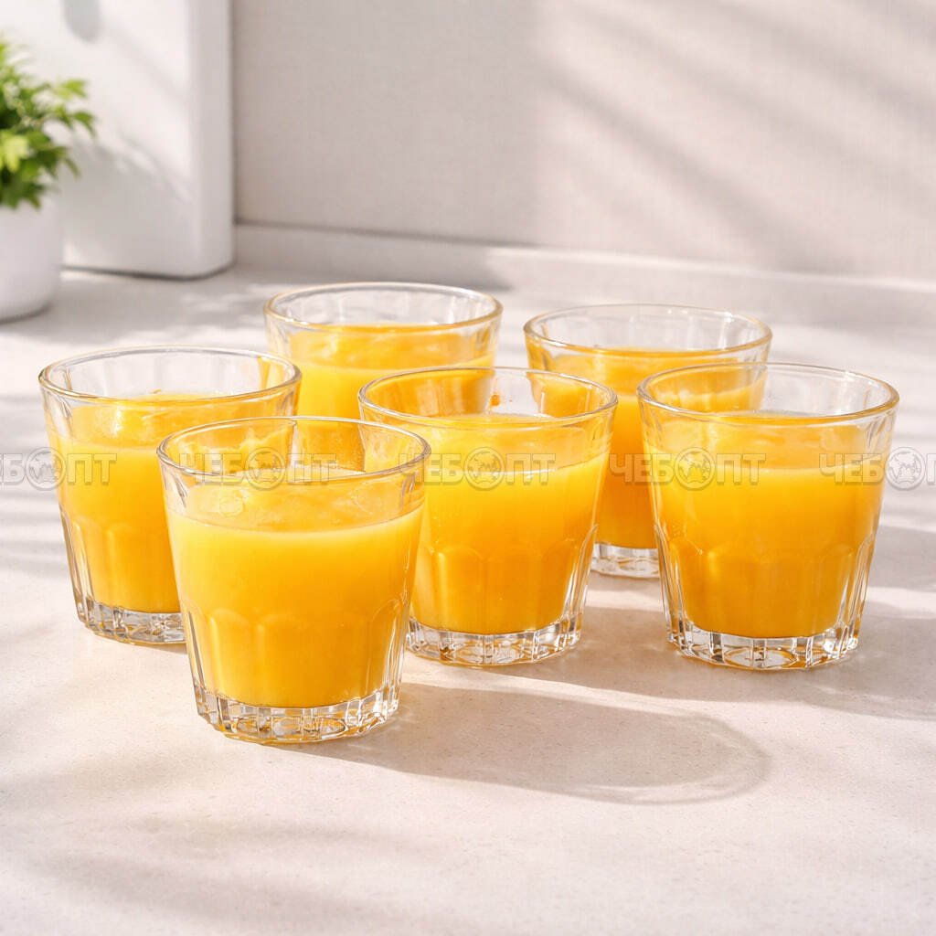 Набор стаканов 6 шт стеклянный 330 мл, d-9,5 см, h-9,2 см низкий в упак, арт. DM343-2 [8] АС-ДЕКОР. ЧЕБОПТ.