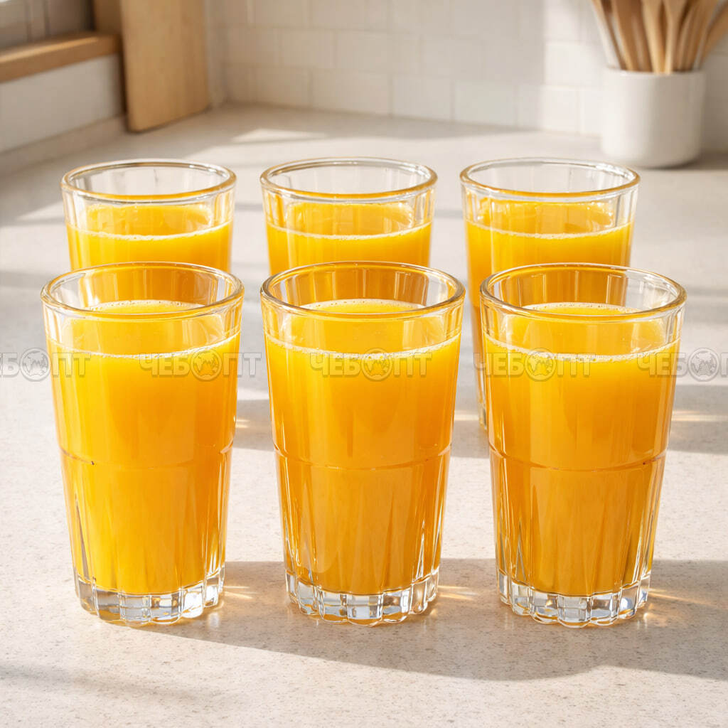 Набор стаканов 6 шт стеклянный 350 мл, d-8,2 см, h-13 см высокий в упак, арт. DM343 [8] АС-ДЕКОР. ЧЕБОПТ.