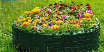 Садовая клумба для цветов БАСТИОН d-119.4 см, высота 36 см, цвет ТЕМНО-ЗЕЛЕНЫЙ арт. 6195953 [1]. ЧЕБОПТ.