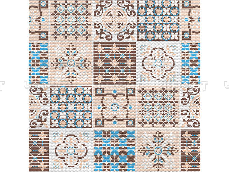 Коврик для ванной (дорожка) ВСПЕНЕННЫЙ ПВХ 1,3*15 м РОССИЯ арт. 7094-225PT-BROWN-BLUE [1] ВИЛИНА. ЧЕБОПТ.