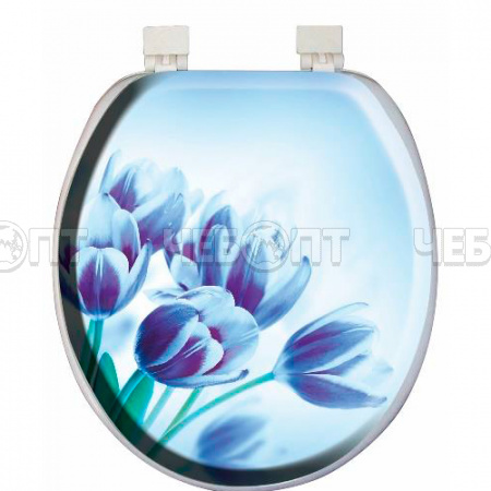 Сиденье для унитаза универсальное с крышкой мягкое AQUA-Prime DIGITAL ТЮЛЬПАНЫ арт. 6052 [16]. ЧЕБОПТ.