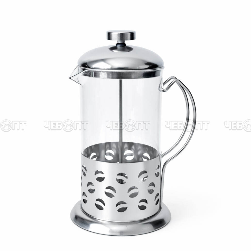 Чайник заварочный стеклянный (френч-пресс) 1000 мл корпус нержавеющая сталь, стальной фильтр арт. B003-1000ML, 300775 $ [24] GOODSEE. ЧЕБОПТ.