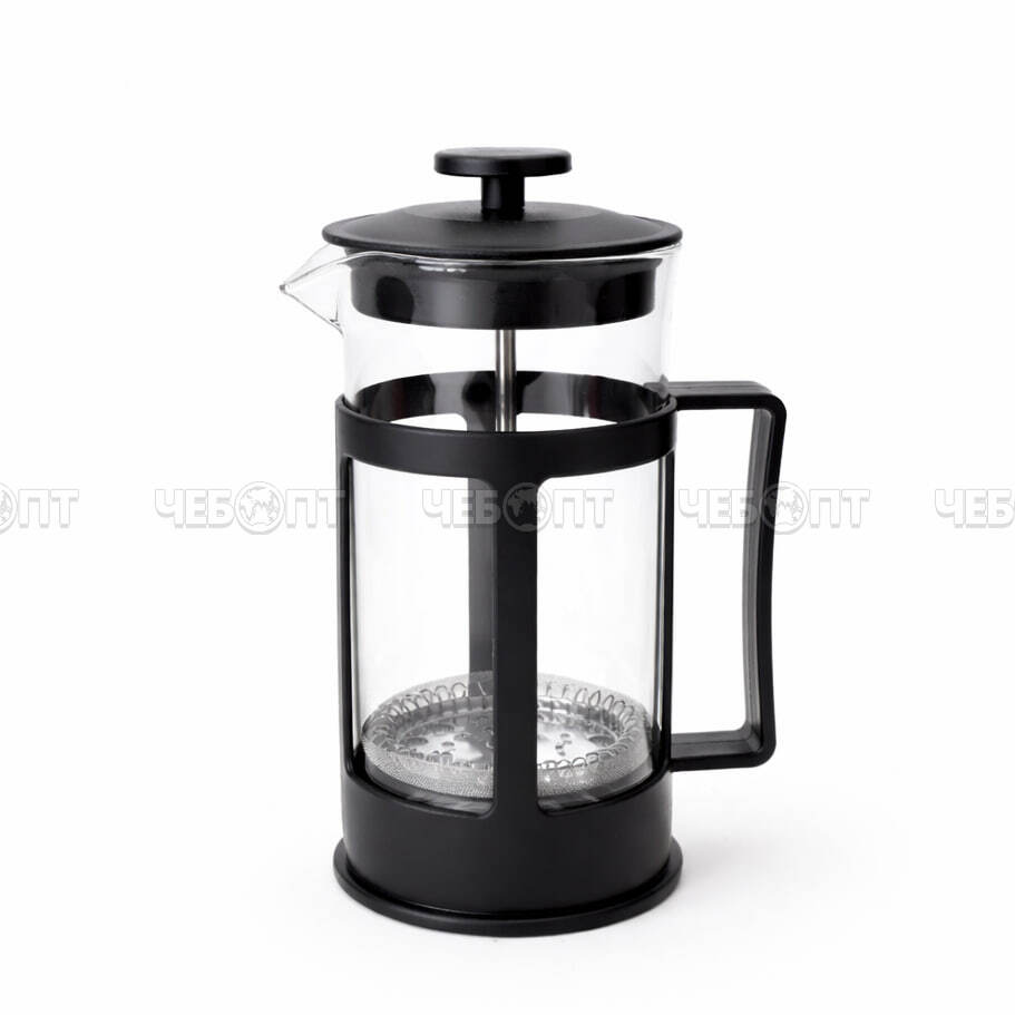 Чайник заварочный стеклянный (френч-пресс) 350 мл корпус пластмассовый, стальной фильтр арт. B004-350ML, 300776 $ [60] GOODSEE. ЧЕБОПТ.