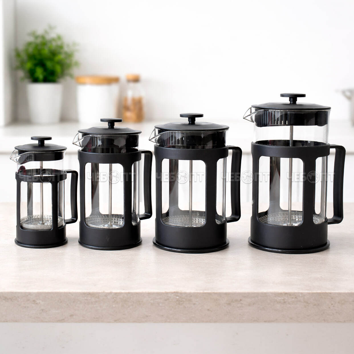 Чайник заварочный стеклянный (френч-пресс) 800 мл корпус пластмассовый, стальной фильтр арт. B004-800ML, 300778 $ [24] GOODSEE. ЧЕБОПТ.