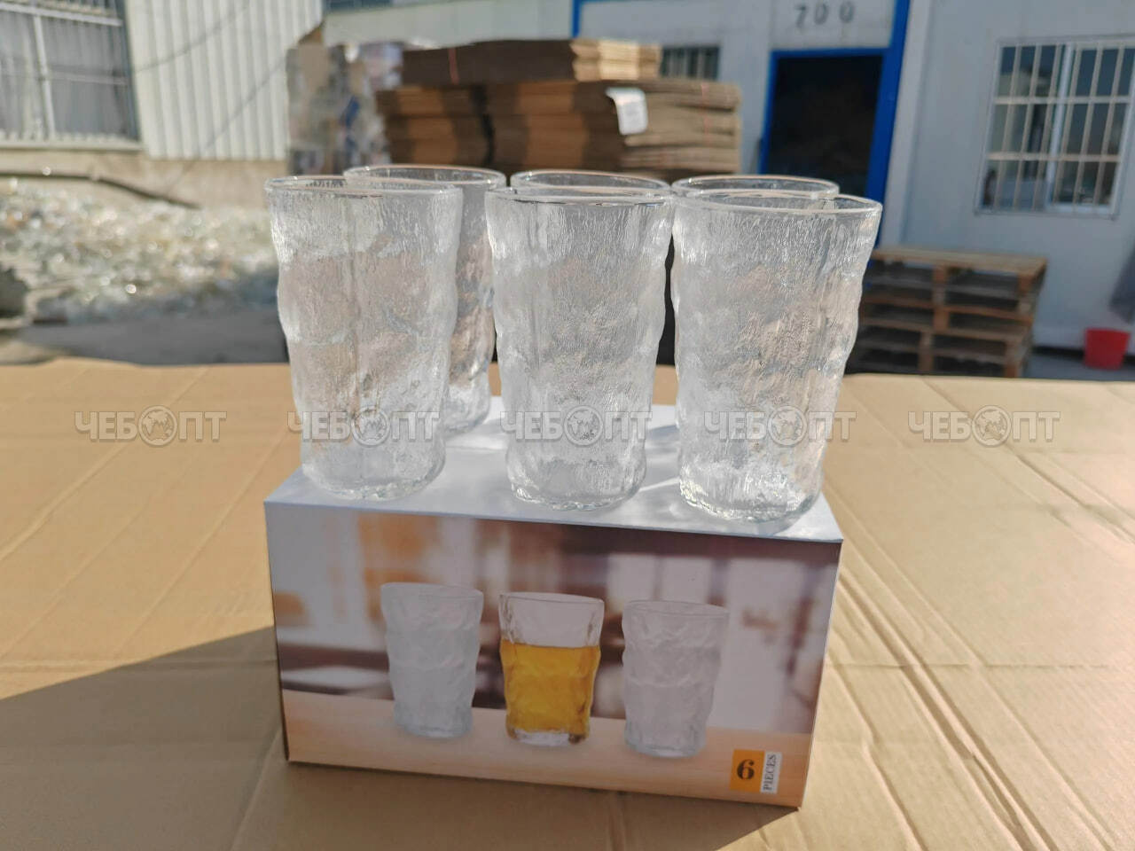 Набор стаканов 6 шт 350 мл, ЛЁД стеклянные, высокие арт. 300782 $ [12] GOODSEE. ЧЕБОПТ.