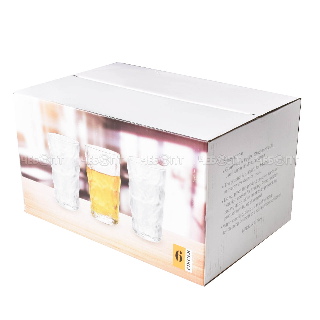 Набор стаканов 6 шт 350 мл, ЛЕД стеклянные, высокие арт. 300782 $ [12] GOODSEE. ЧЕБОПТ.