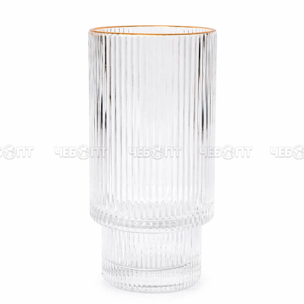Набор стаканов 6 шт 330 мл, PINTEREST стеклянные, высокие, золотой каймой арт. 300784 $ [12] GOODSEE. ЧЕБОПТ.