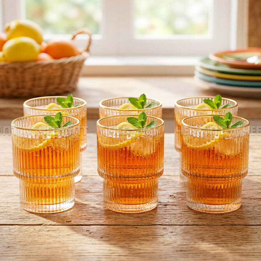 Набор стаканов 6 шт 190 мл, PINTEREST стеклянные, низкие, золотой каймой арт. 300785 $ [16] GOODSEE. ЧЕБОПТ.