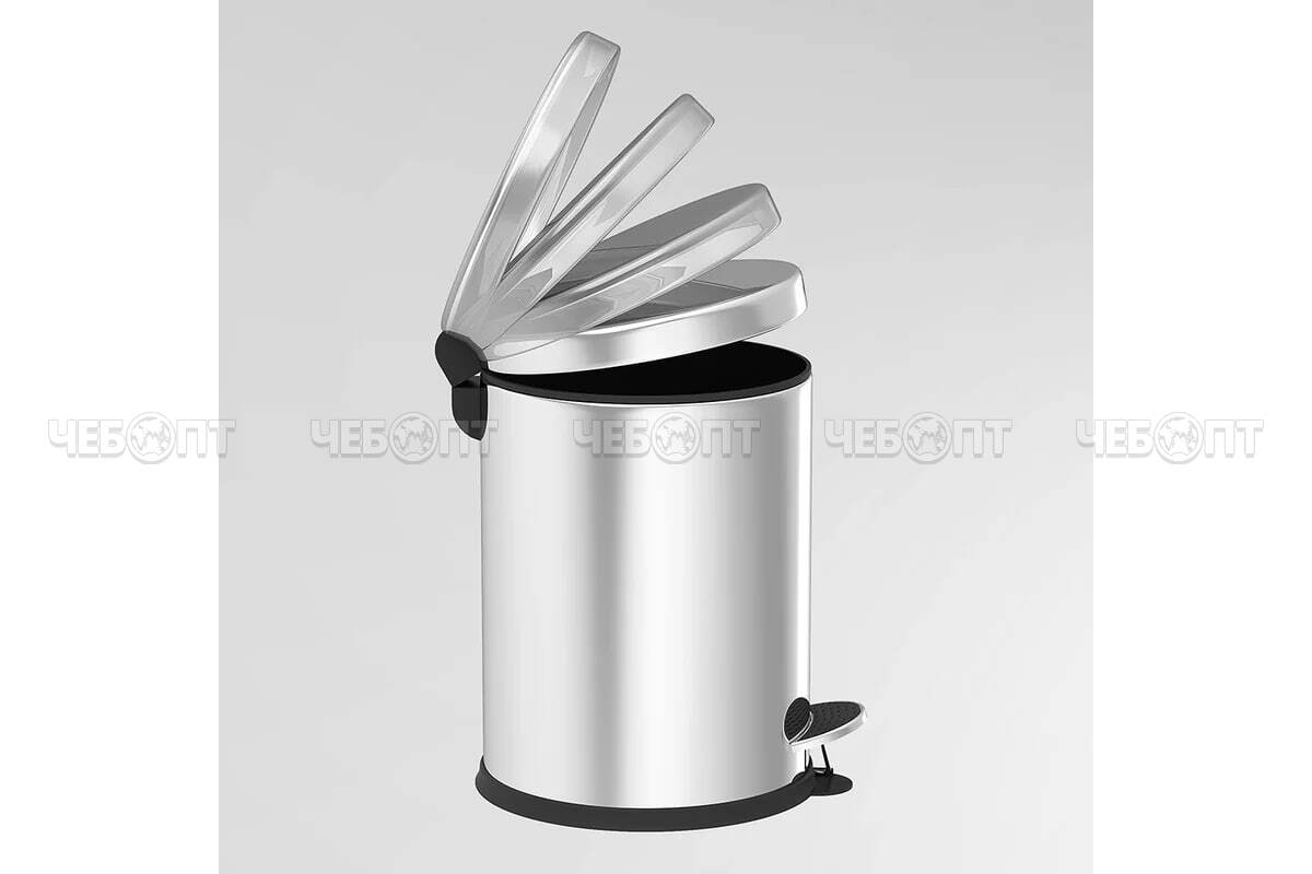Ведро для мусора 8 л круглое с педалью и доводчиком, из нержавеющей стали PERILLA арт. 832208 PERILLA [6]. ЧЕБОПТ.