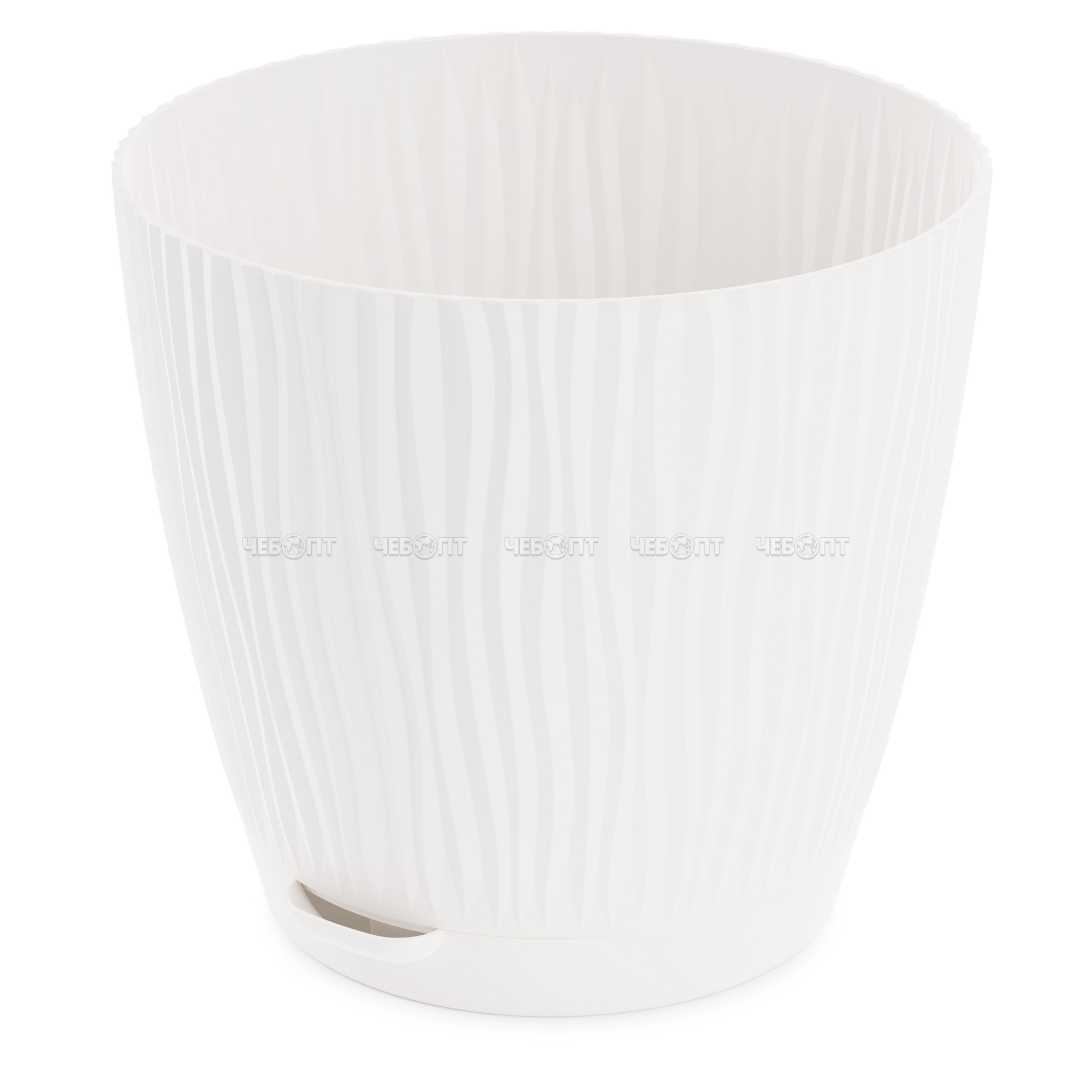Кашпо для цветов 3 л ФЛИС пластик с поддоном БЕЛЫЙ арт. М8443 [14] АЛЬТЕРНАТИВА. ЧЕБОПТ.