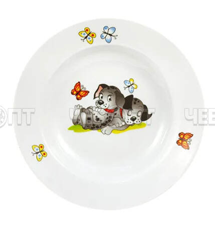 Тарелка суповая глубокая 20 см ЩЕНКИ, стеклокерамика [1]. ЧЕБОПТ.