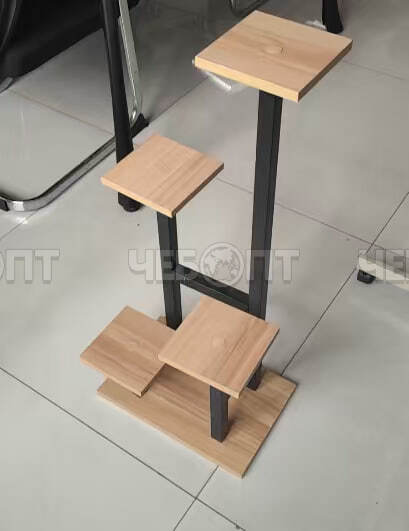 Подставка для цветов 4 полки, напольная металлическая, размер 230*340*800 мм, цвет светлое дерево арт. 300796-D $ [10] GOODSEE. ЧЕБОПТ.