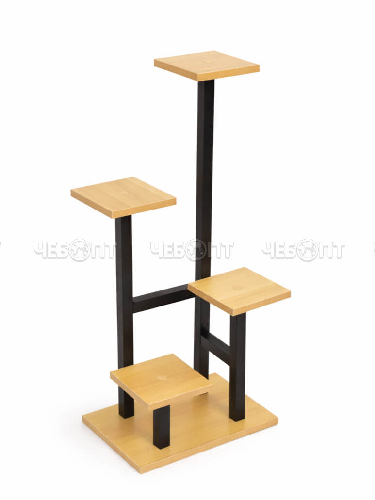 Подставка для цветов 4 полки, напольная металлическая, размер 230*340*800 мм, цвет светлое дерево арт. 300796-D $ [10] GOODSEE. ЧЕБОПТ.