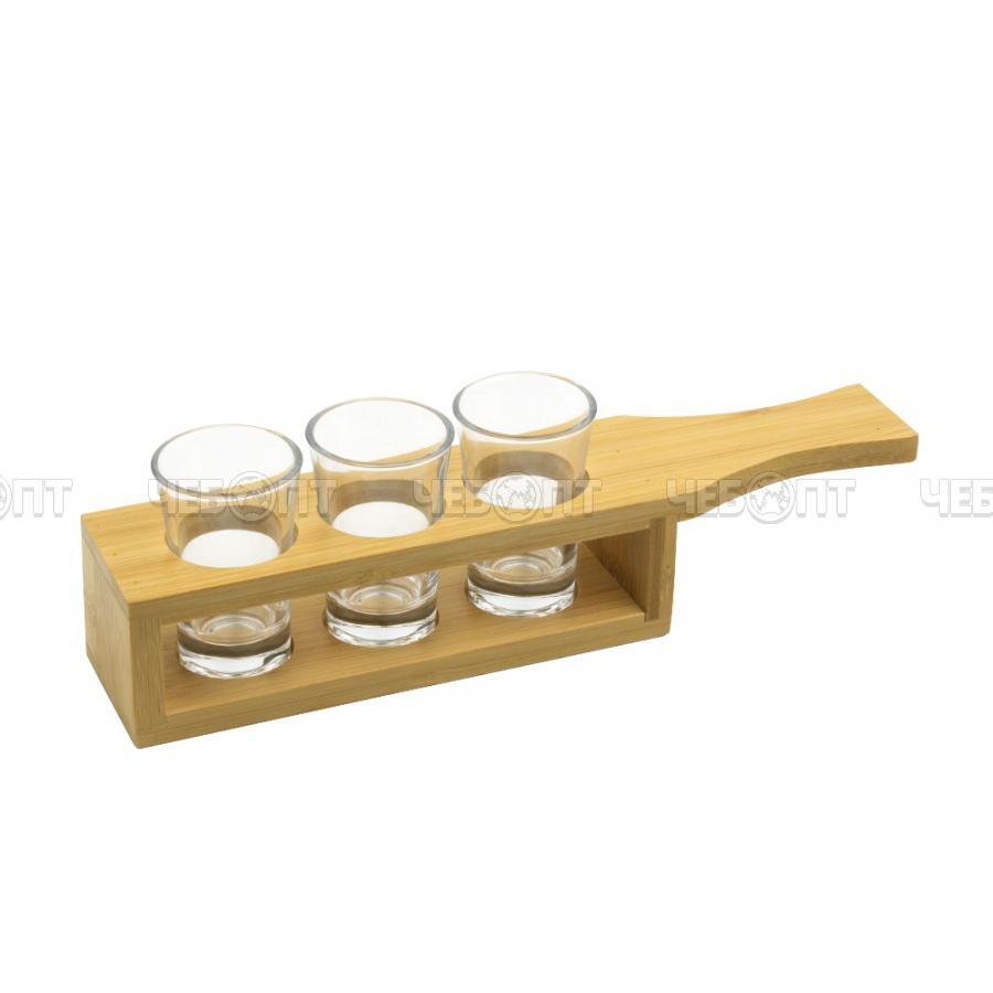 Набор подставк 4 предмета 265*55*50/70 мм + 3 стопки стекло арт. КT-П3-03 [12] КАТУНЬ. ЧЕБОПТ.