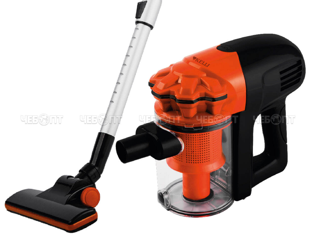 Пылесос вертикальный KELLI KL-8021 ОРАНЖЕВЫЙ сухая уборка, цикольный фильтр, мощность всасыв.300 Вт, телескоп. трубка, мощность 2200 Вт [4]. ЧЕБОПТ.