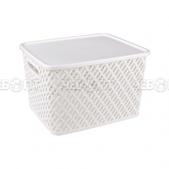Ящик для хранения ПЛЕТЕНКА 355*305*230 мм с крышкой, белый арт. М3591 [7] АЛЬТЕРНАТИВА. ЧЕБОПТ.