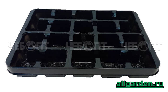 Транспортная кассета под горшки пластиковая на 20 ячеек 395*280*50, ячейка квадратная, 70*70*50 V- мл [1]. ЧЕБОПТ.