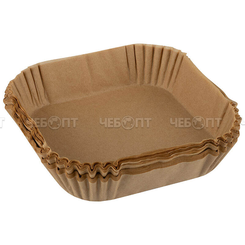 Форма для аэрогриля БУМАЖНАЯ 16*16*4,5 см в наборе 100 шт, для запекания и выпечки, квадратный арт. 111265 [100] СКРАП. ЧЕБОПТ.