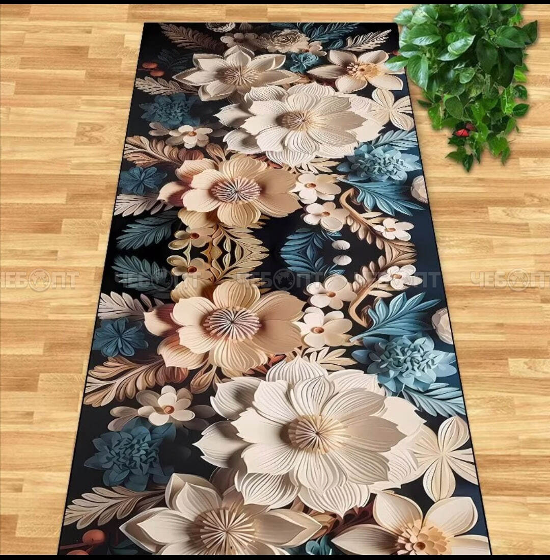 Коврик - дорожка 3D ЦВЕТЫ матовый 0,8*15 м арт. FM 08-117 [1]. ЧЕБОПТ.