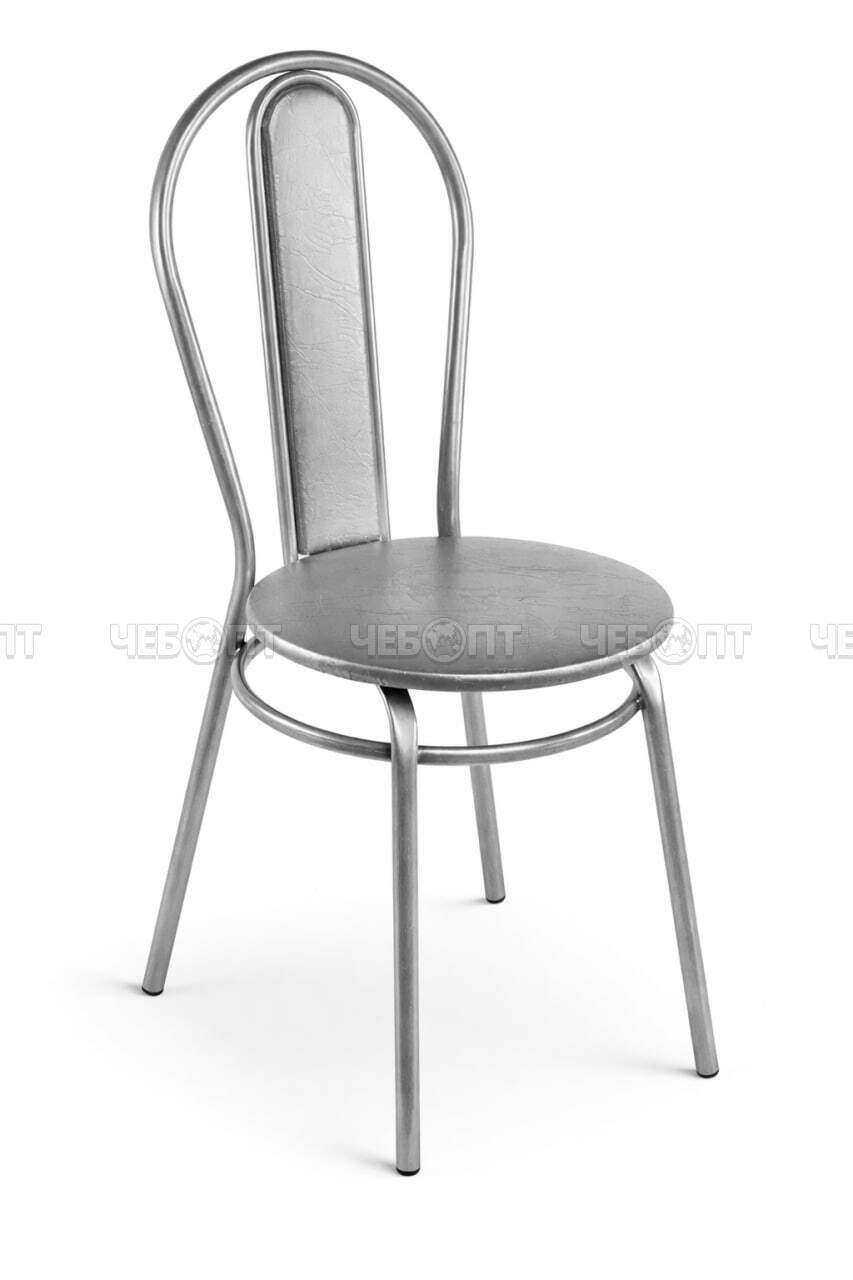 Стул ВЕНСКИЙ со спинкой, спинка и круглое сидение из ВИНИЛИСКОЖИ СЕРЫЙ [4] АЗИМУТ. ЧЕБОПТ.