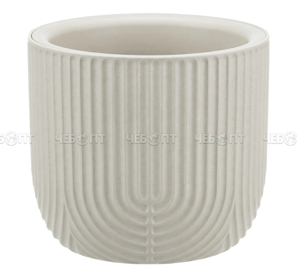Кашпо для цветов 1,9 л РАМОНА пластик 180 мм с подставкой БЕЛЫЙ РОТАНГ арт. М 3261 [15] М-ПЛАСТИКА . ЧЕБОПТ.