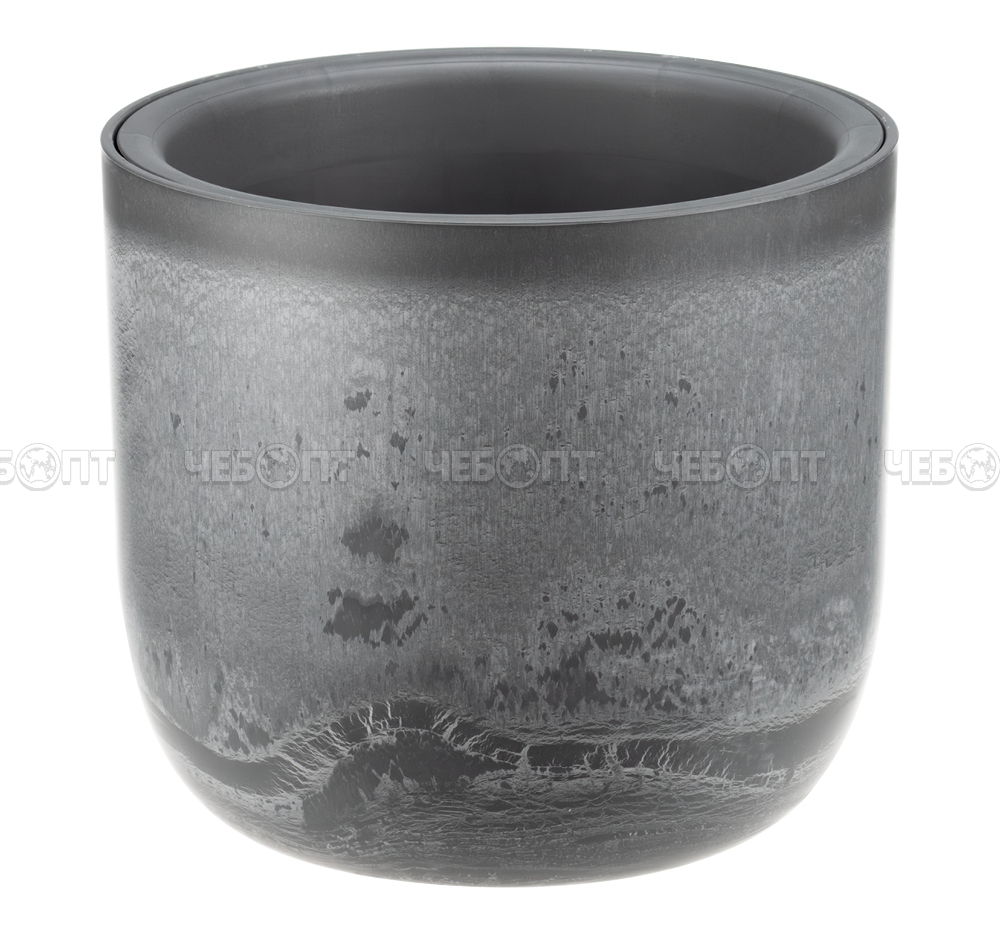 Кашпо для цветов 1,9 л МИКРИТ пластик 180 мм с подставкой СЕРЫЙ СЛАЙН арт. М 3265 [15] М-ПЛАСТИКА . ЧЕБОПТ.