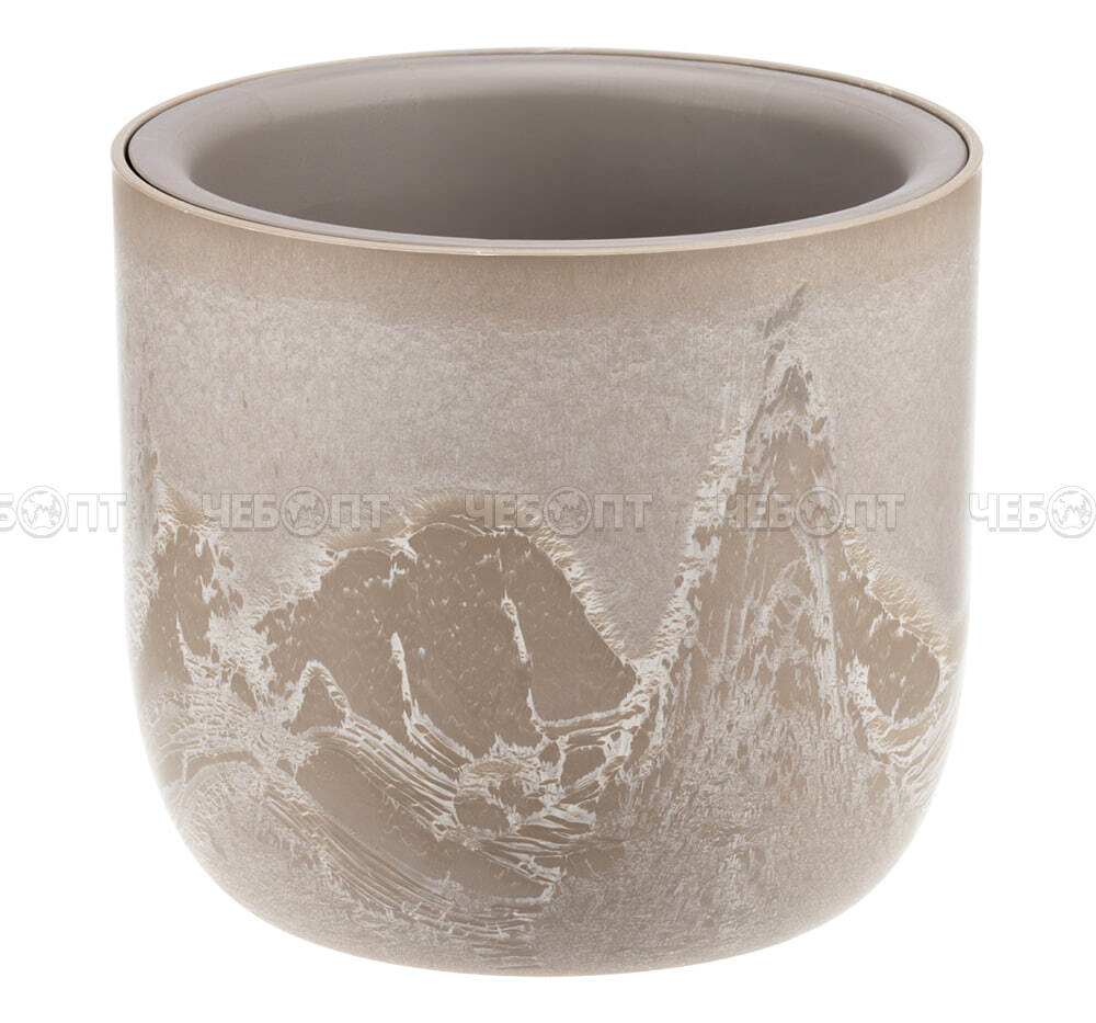Кашпо для цветов 3,7 л МИКРИТ пластик 220 мм с подставкой БЕЖЕВЫЙ СЛАЙН арт. М 3266 [8] М-ПЛАСТИКА . ЧЕБОПТ.