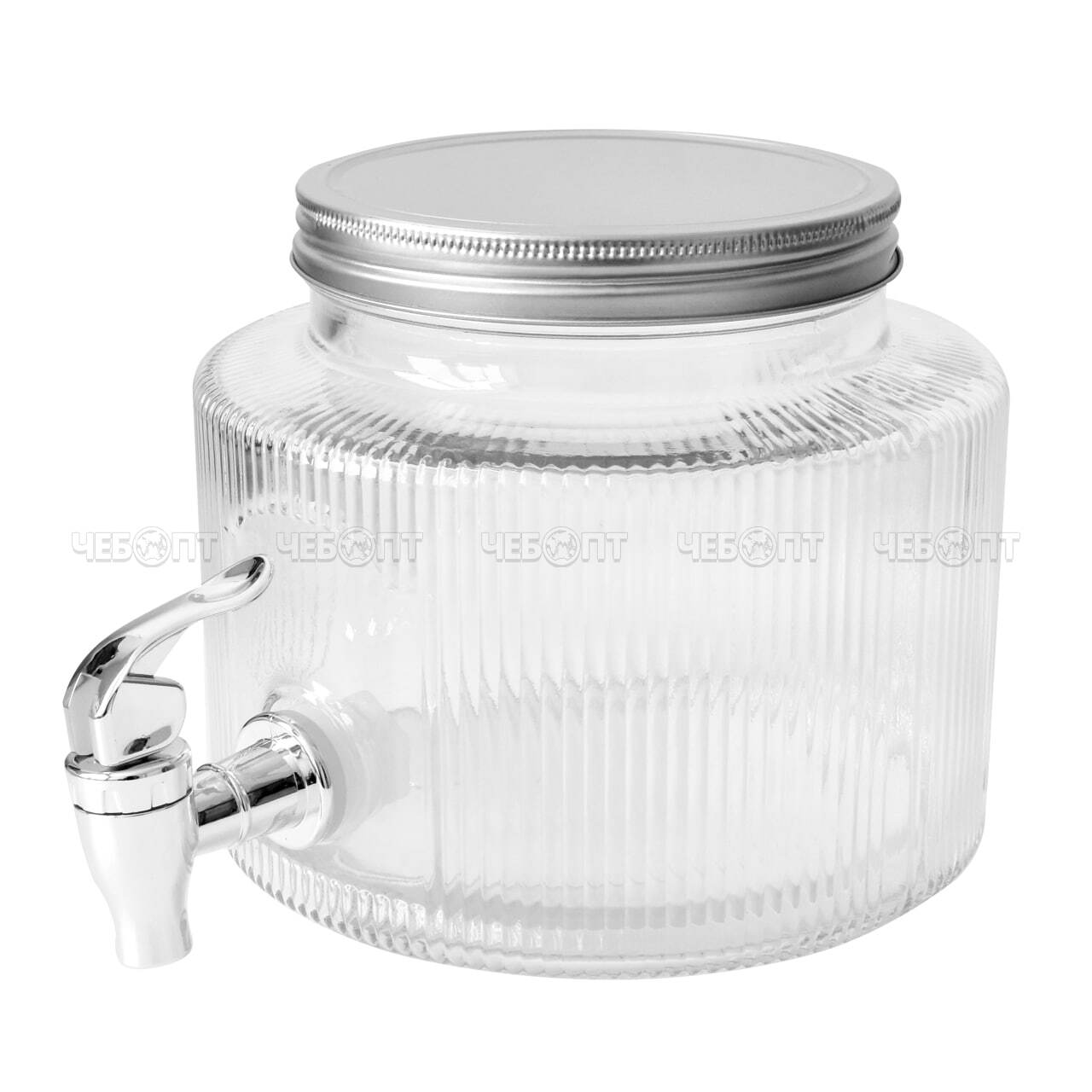 Лимонадница с краном (диспенсер) 2,5 л для напитков без подставки, стеклянная, прозрачная арт. 300809 $ [12] GOODSEE. ЧЕБОПТ.