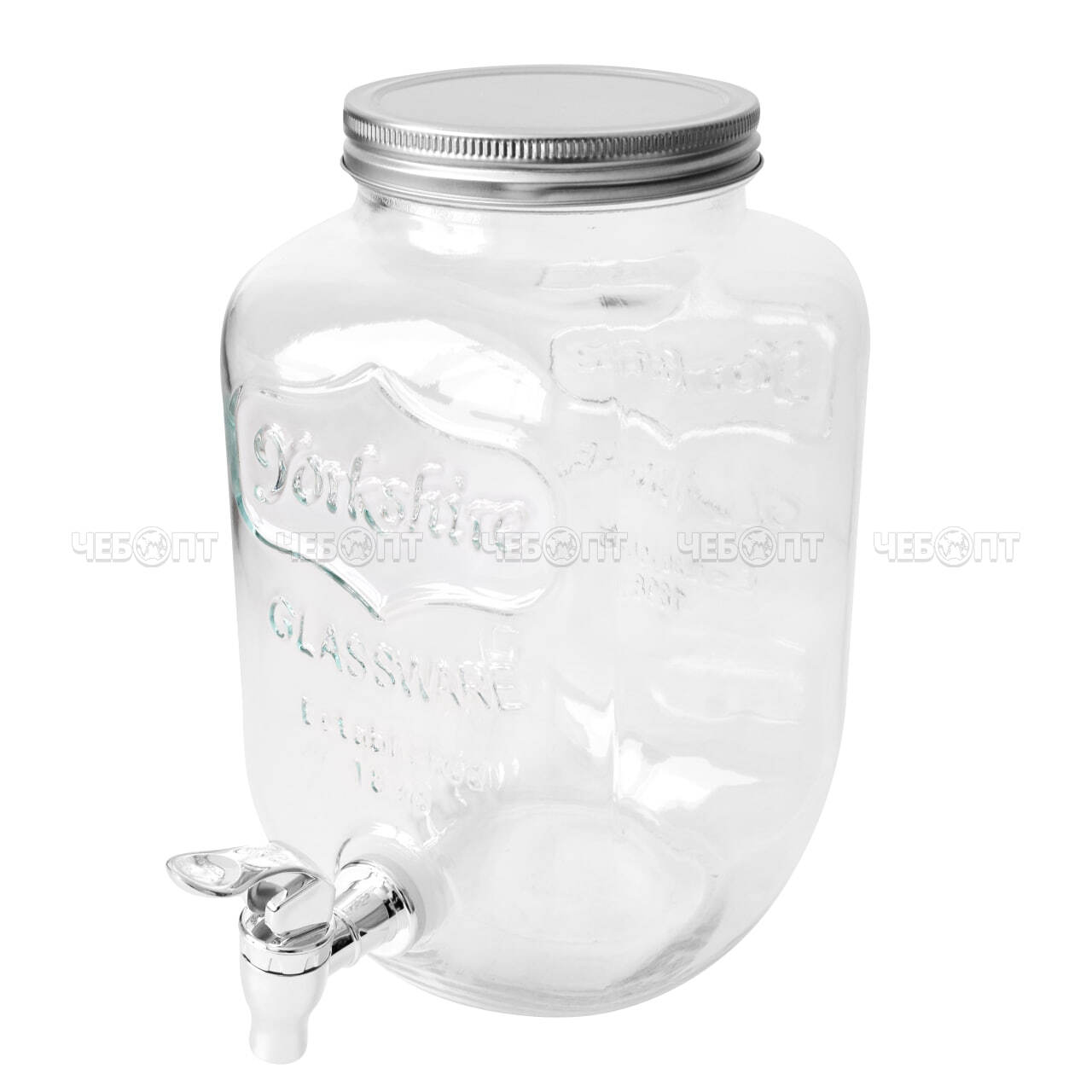 Лимонадница с краном (диспенсер) 4 л для напитков без подставки, стеклянная, прозрачная арт. 300811 $ [8] GOODSEE. ЧЕБОПТ.