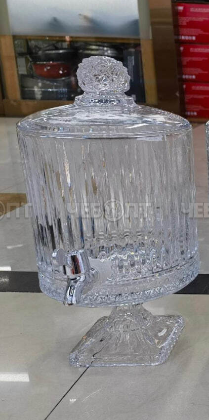 Лимонадница с краном (диспенсер) 4,5 л для напитков, стеклянная арт. 300813 $ [3] GOODSEE. ЧЕБОПТ.