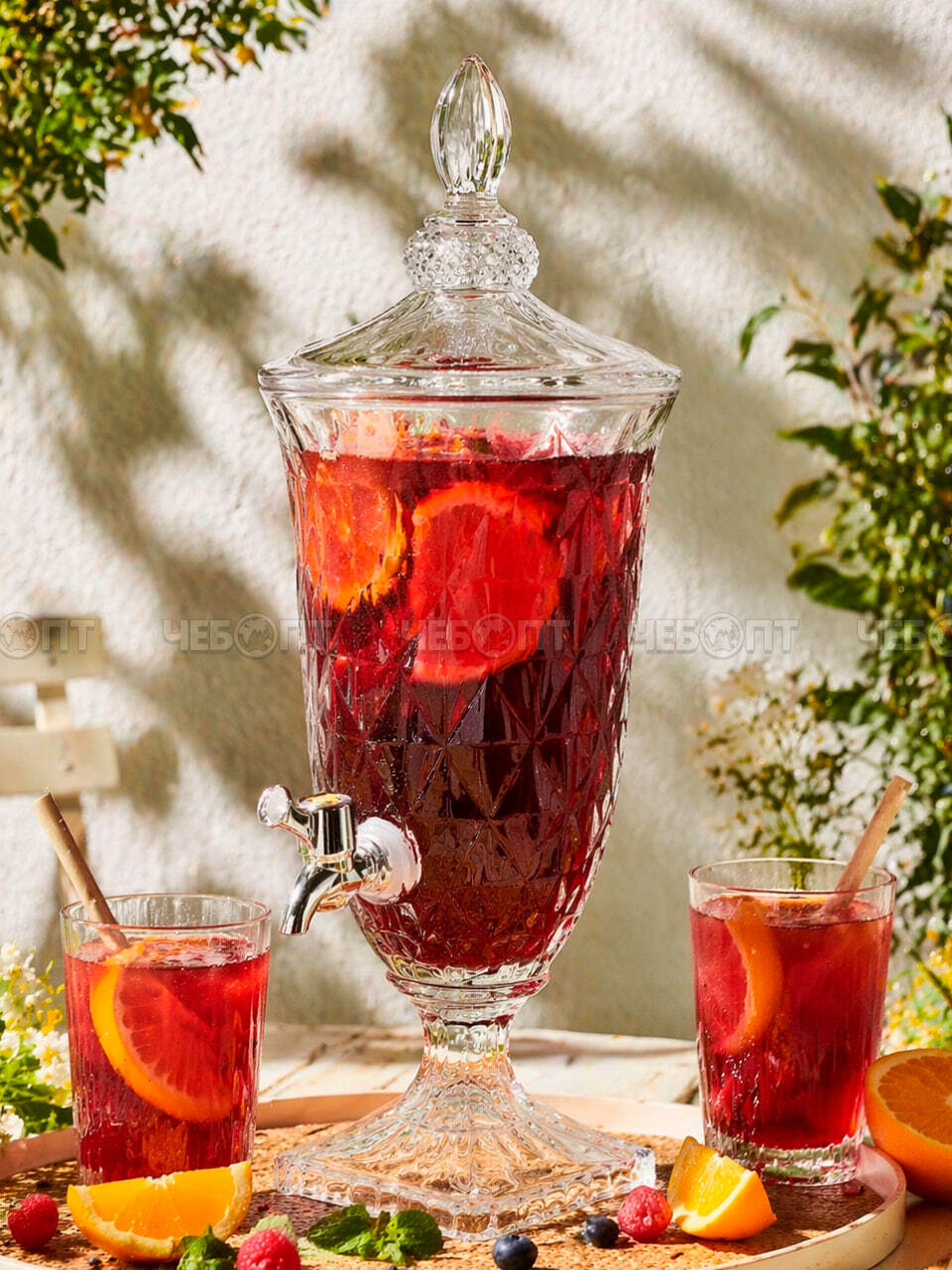 Лимонадница с краном (диспенсер) 1,8 л для напитков, стеклянная арт. 300814 $ [6] GOODSEE. ЧЕБОПТ.